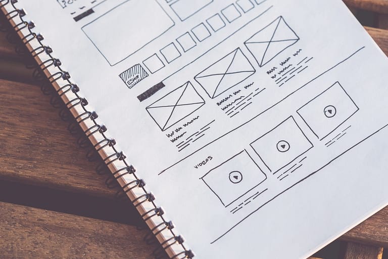 Pre diseño de wireframes sobre papel